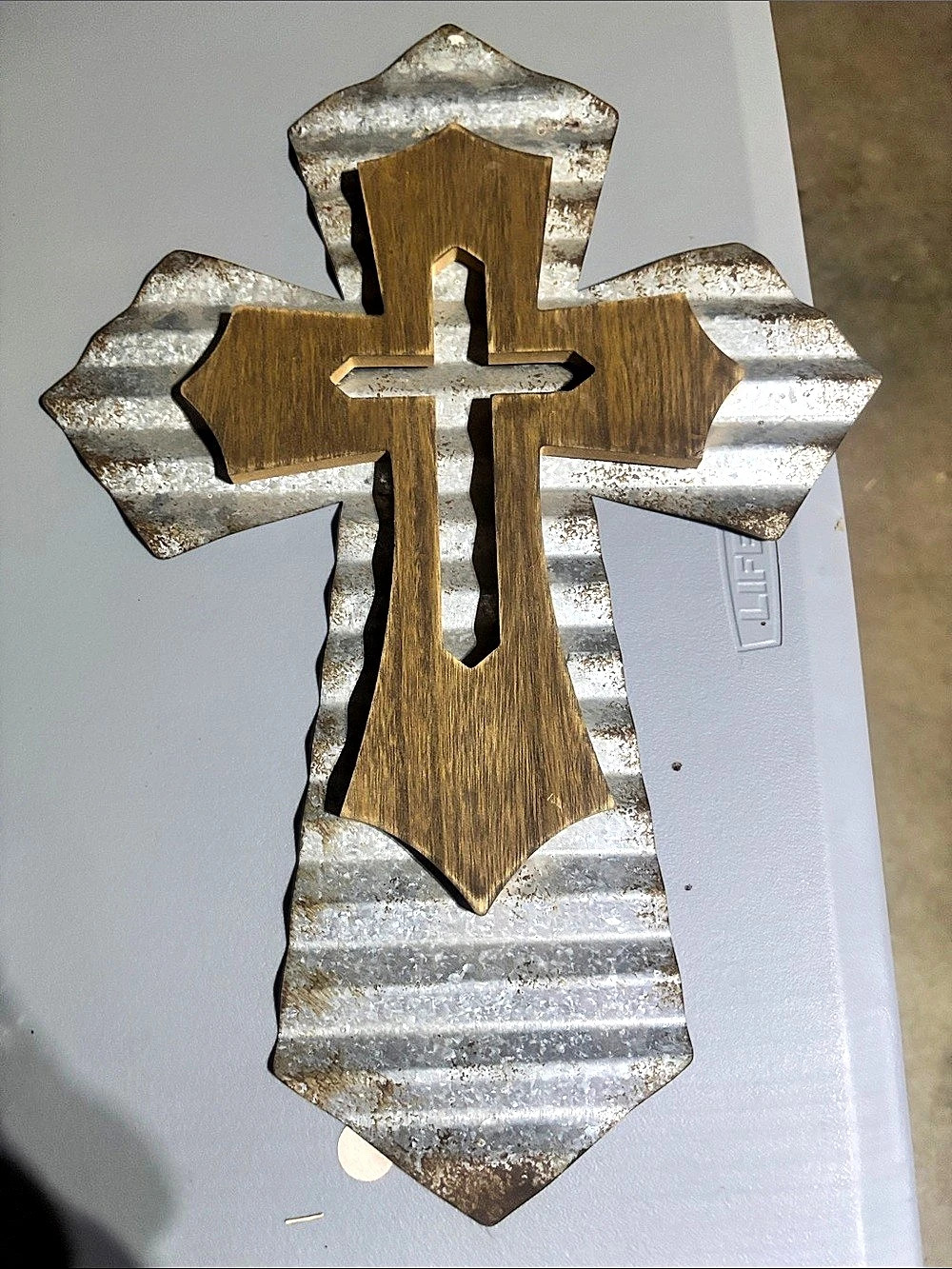 Metal and Wood Cross Wall Decor